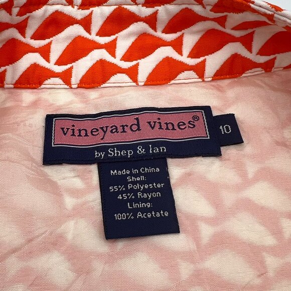 Vineyard Vines Geo Fish Jacquard Skirt Orange Red Sailor Button Short Mini - Picture 2 of 4